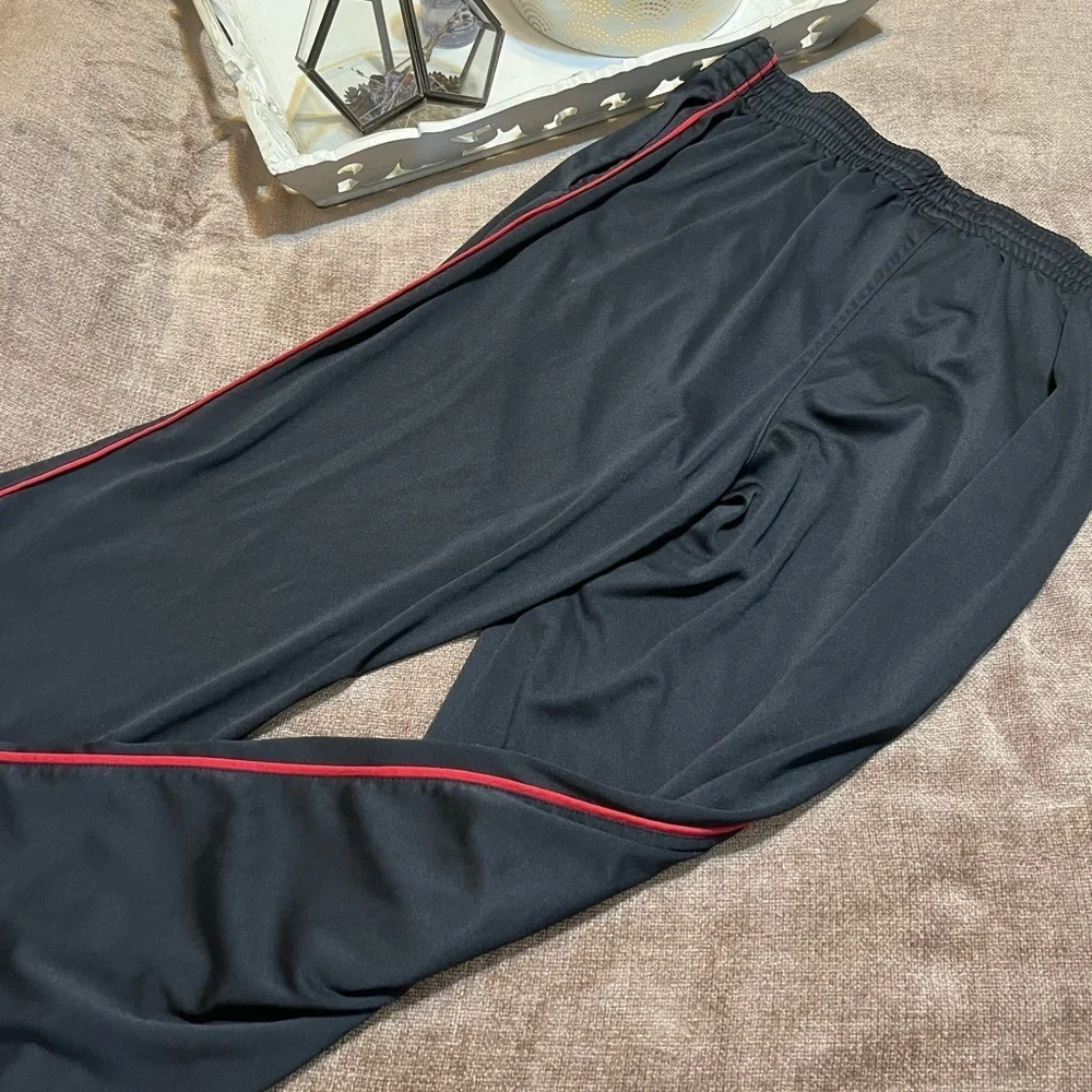 Men’s Reebok Track Pants- Black with Red Stripe, Size Medium